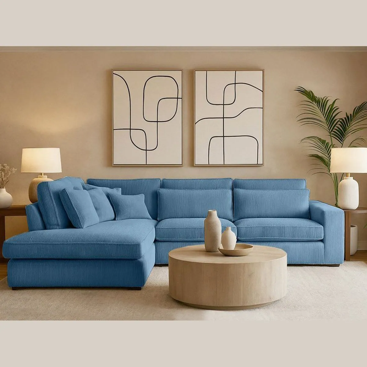 Beautysofa PARMA Ecksofa, Wellenfedern, dekorative Kissen