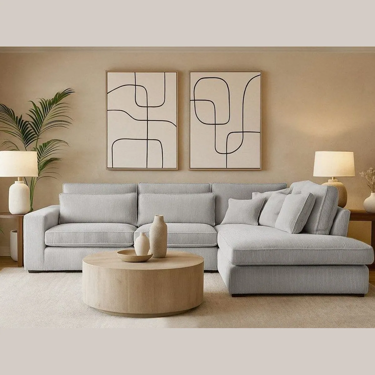 Beautysofa PARMA Ecksofa, große Sitzfläche, Wellenunterfederung