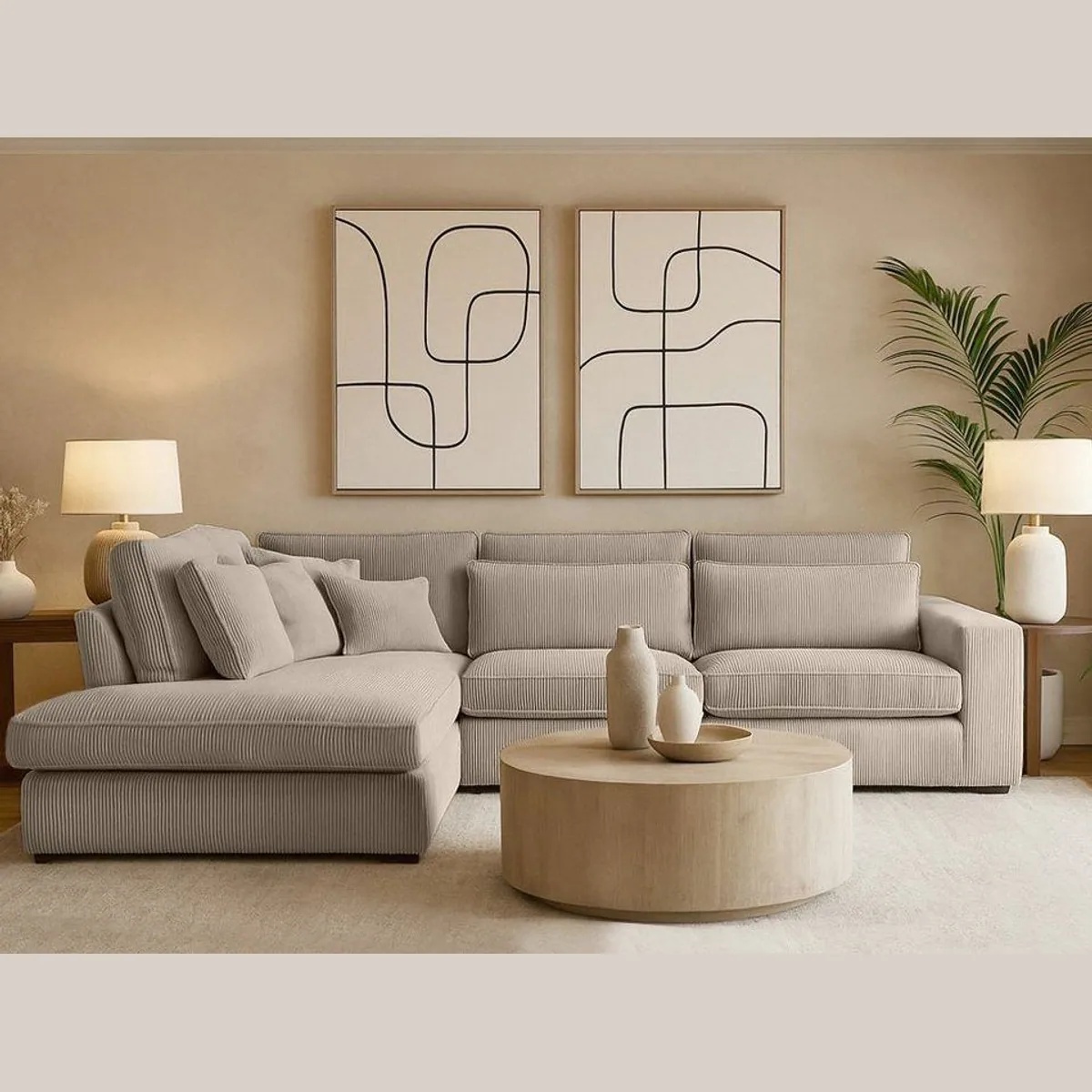 Beautysofa PARMA Ecksofa, modernes Design, Wellenfedern