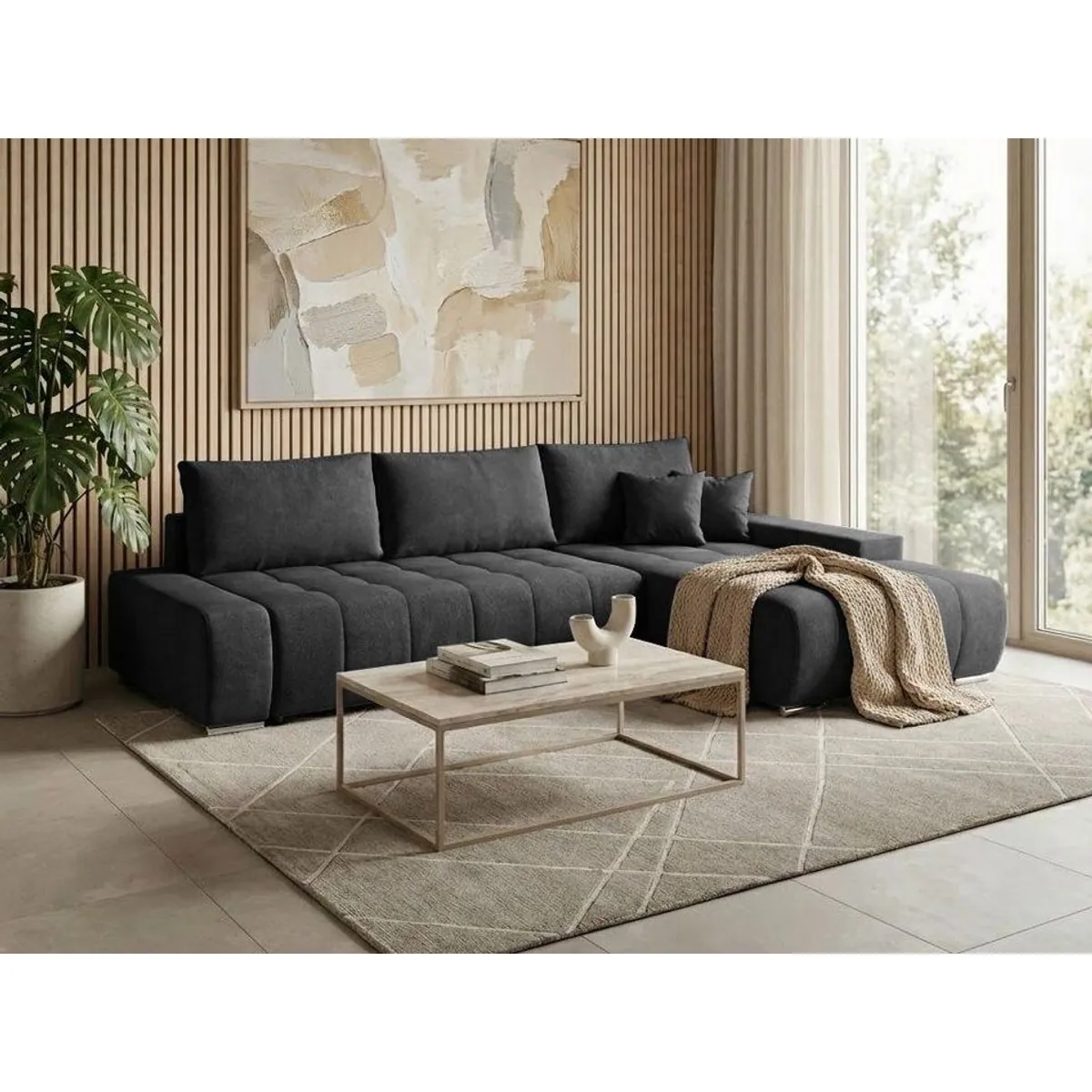 Beautysofa Draco L Ecksofa, Schlaffunktion, Bettkasten, pflegeleichte Stoffe