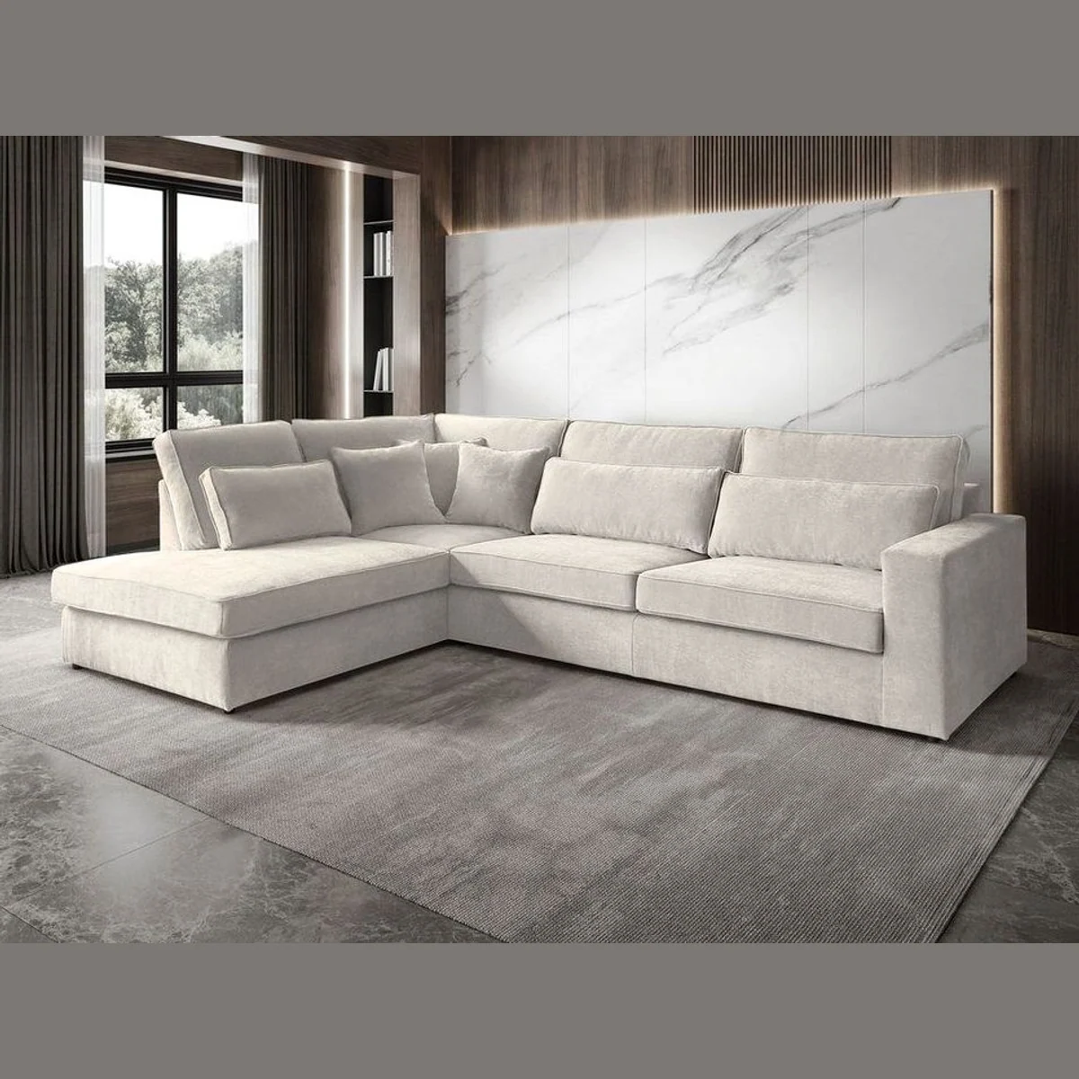 Beautysofa PARMA Ecksofa, modernes Design, Wellenfedern