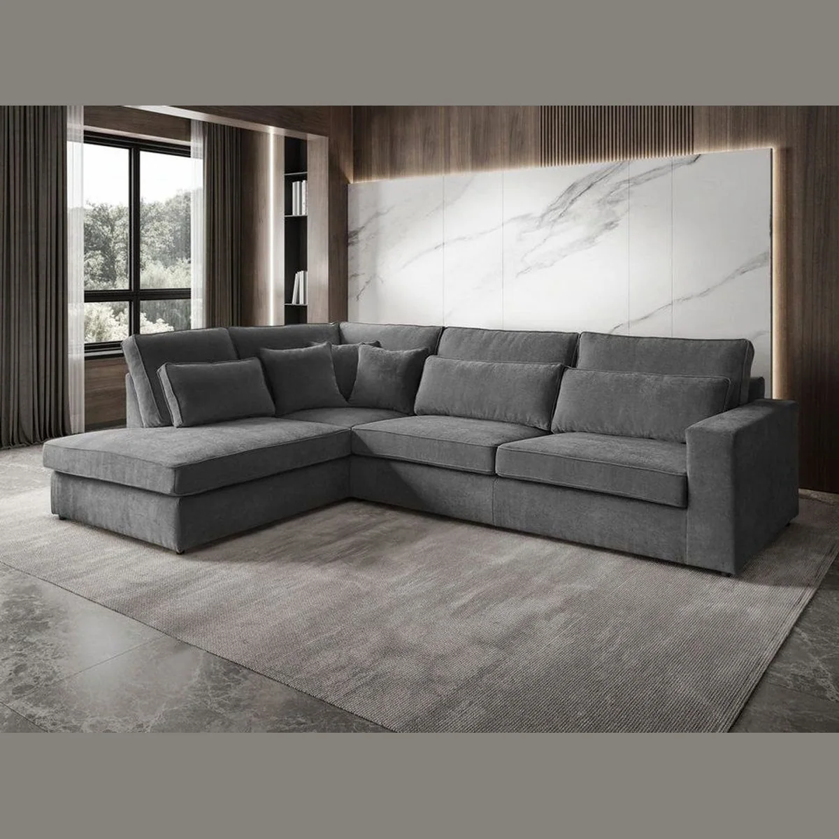 Beautysofa PARMA Ecksofa, modernes Design, Wellenfedern