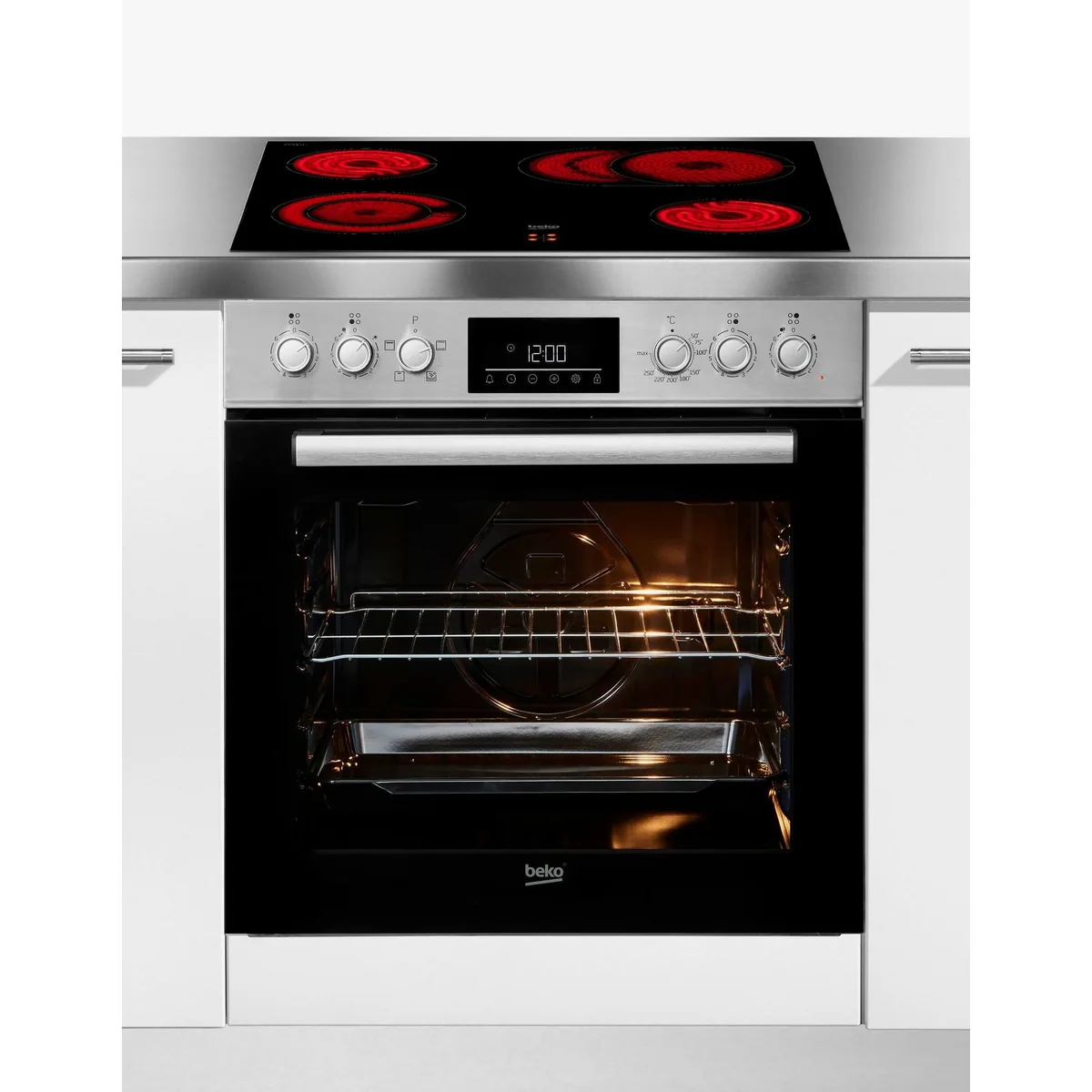 BEKO BBUC1132T0X Elektro-Herd-Set, Energieeffizienzklasse A, 4 Kochzonen