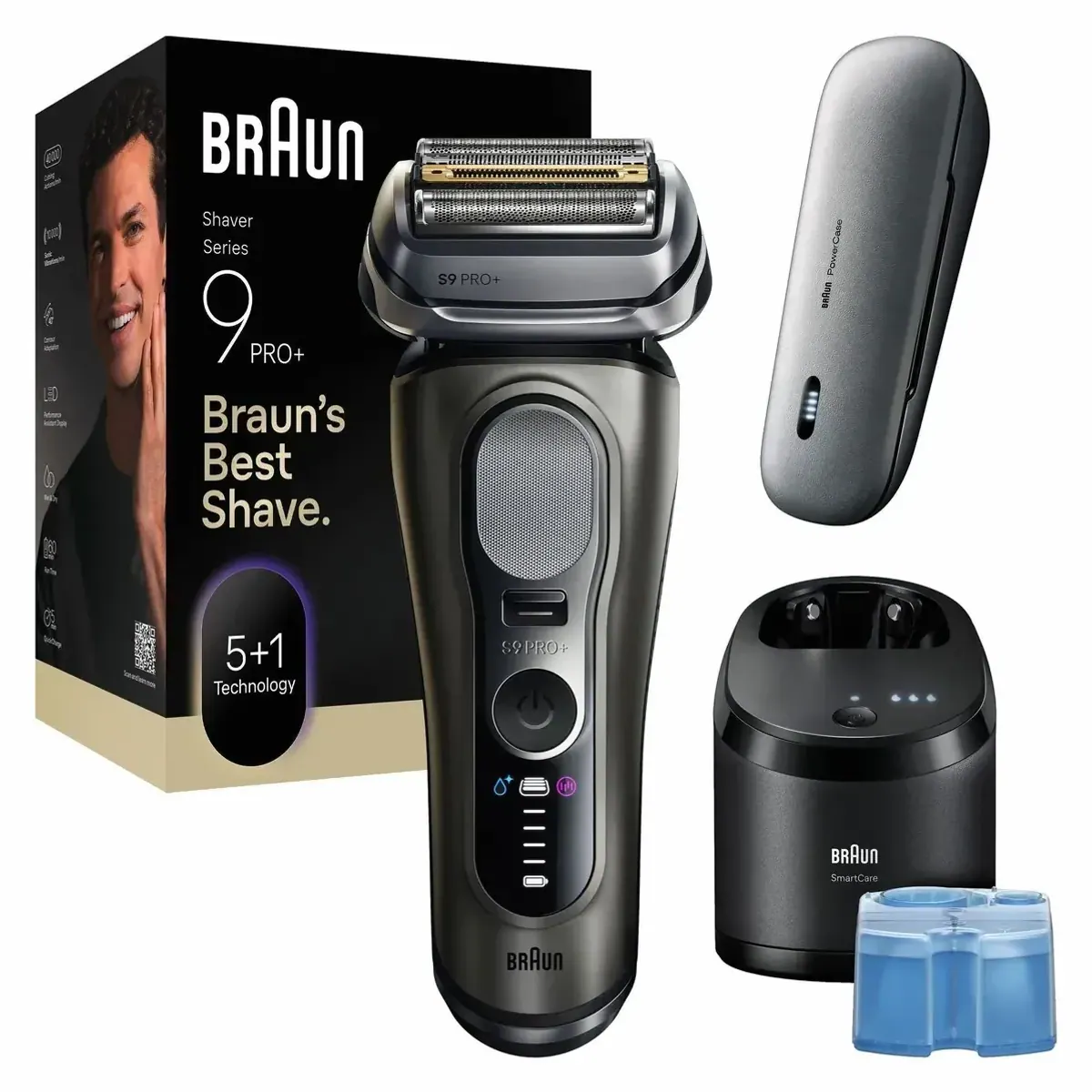 Braun Series 9 PRO+ Elektrorasierer, 5+1 Scherkopf-Technologie, 6-in-1 SmartCare Center