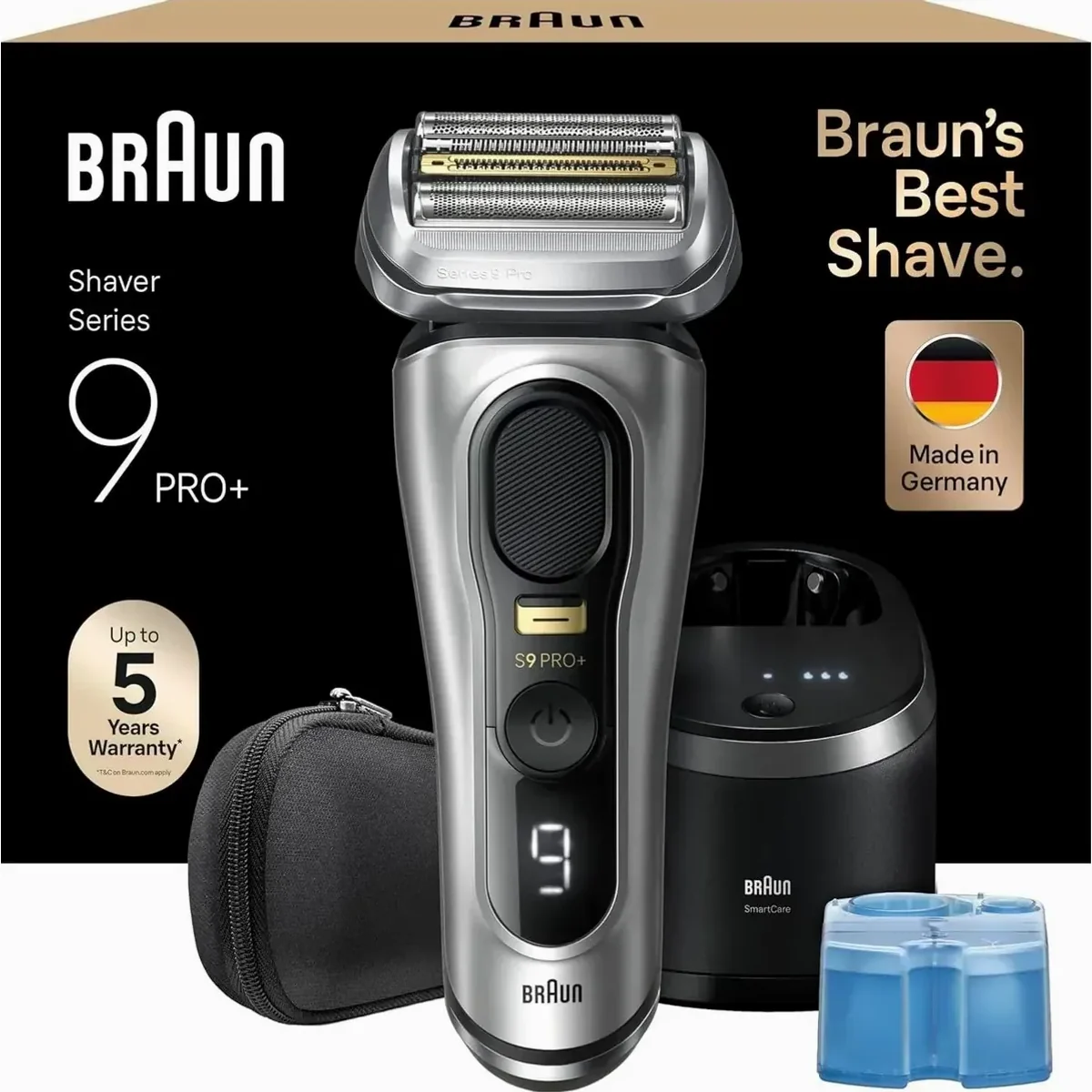 Braun Series 9 Pro+ Rasierer, 5 Rasierelemente, wasserdicht, 60 Min. Akku