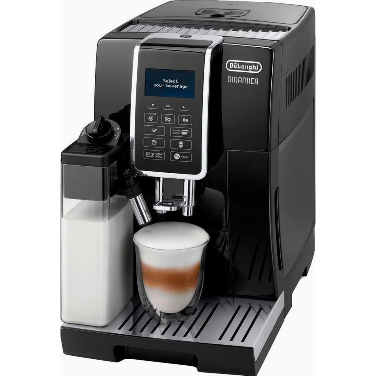 De'Longhi Dinamica ECAM356.57.B Kaffeevollautomat, 14 Getränke, Kannen-Funktion, Kegelmahlwerk