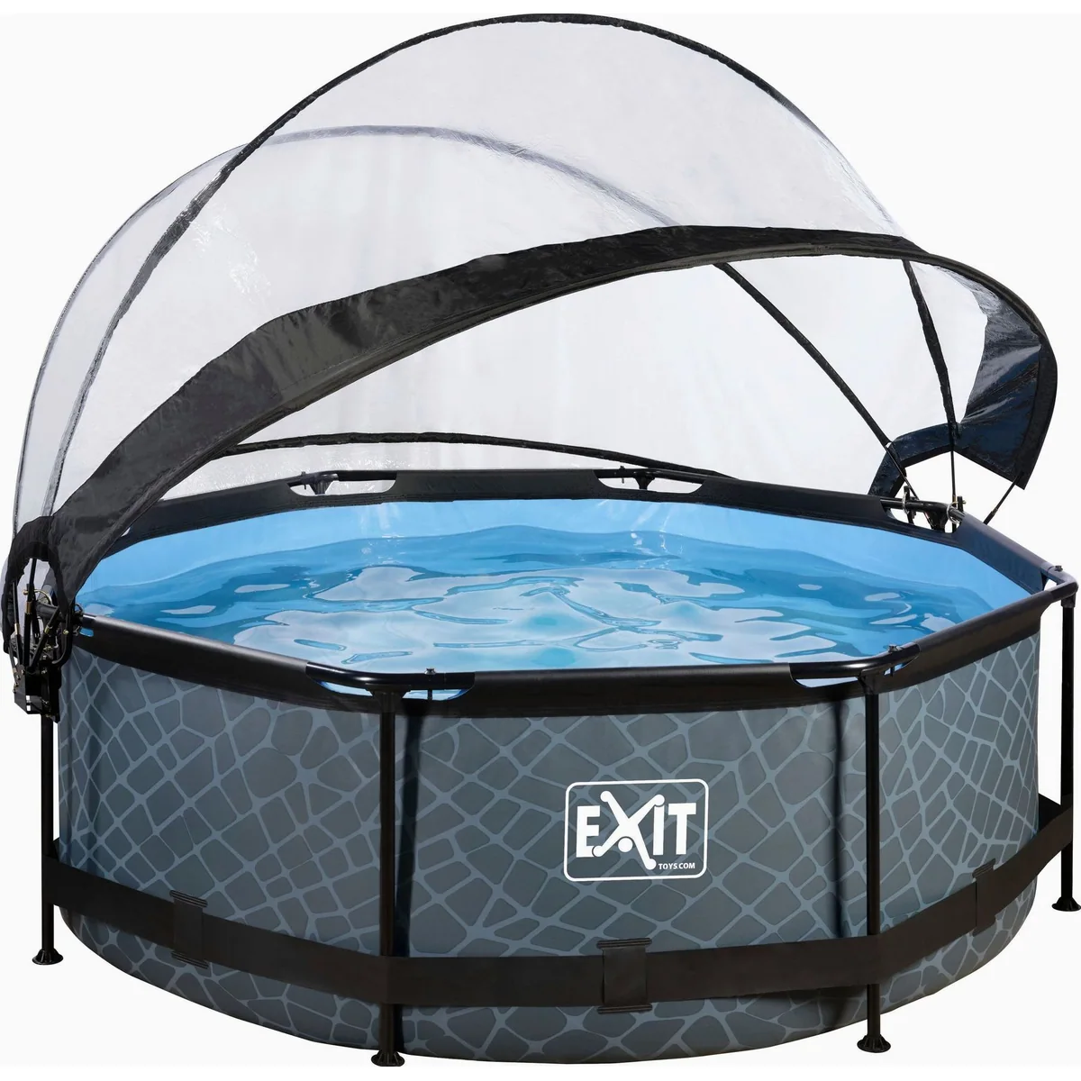 EXIT Rundpool Stone, Ø244xH76 cm, mit Filterpumpe und Abdeckung
