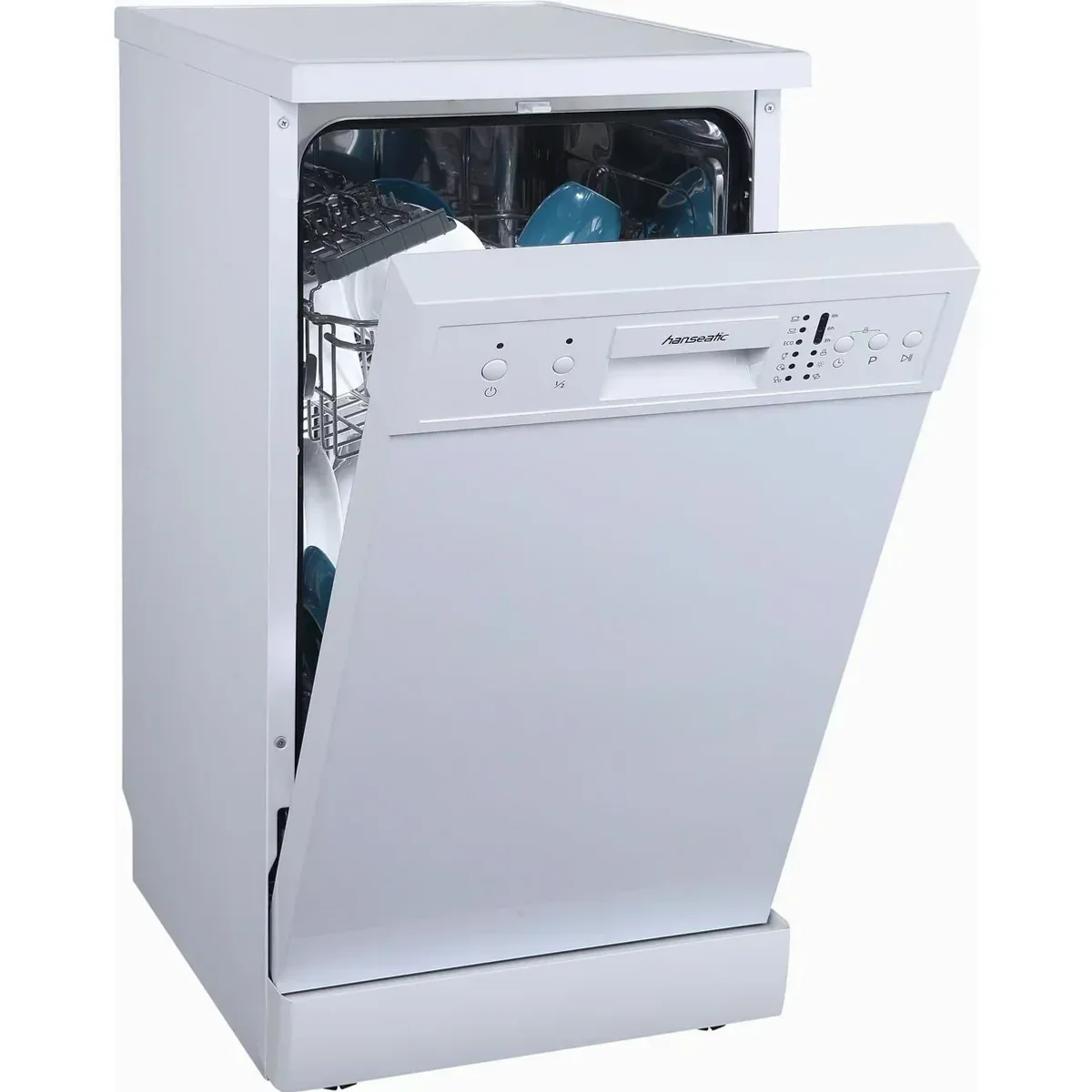 Hanseatic HG4585E97636W Standgeschirrspüler, 9 Maßgedecke, kompakte Bauweise