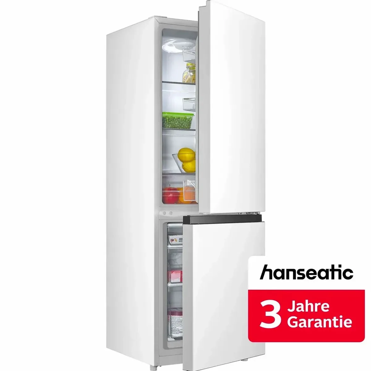 Hanseatic HKGK14349DW Kühl-/Gefrierkombination, FreshZone, 3 Gefrierschubladen