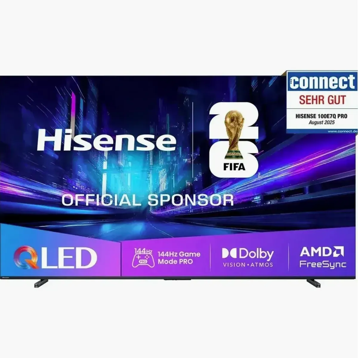 Hisense 100E7Q PRO QLED-Fernseher, 100 Zoll, 4K Ultra HD, Smart-TV