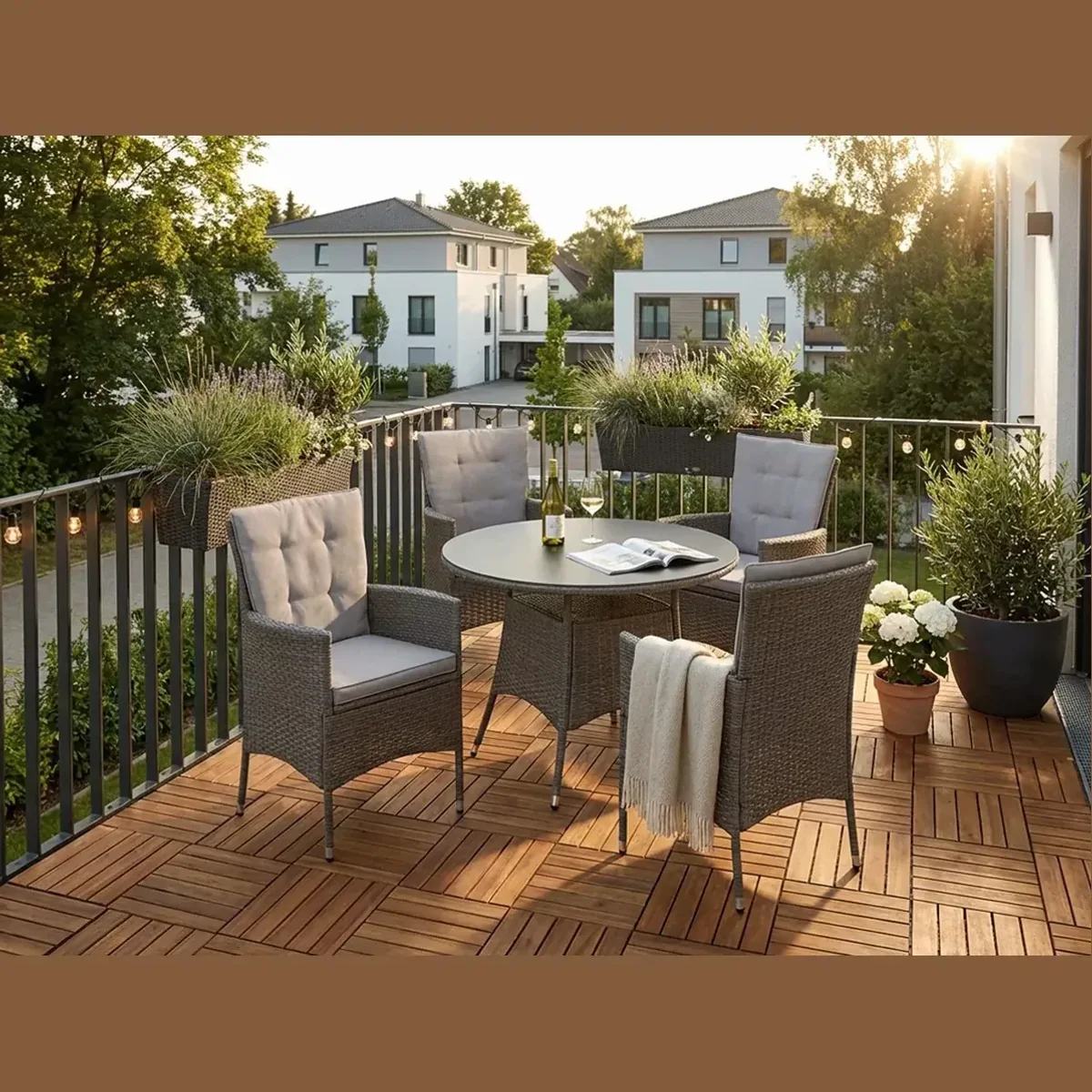KONIFERA Garten-Essgruppe Mailand, 13-teilig, 4 Sessel, Tisch Ø 100 cm