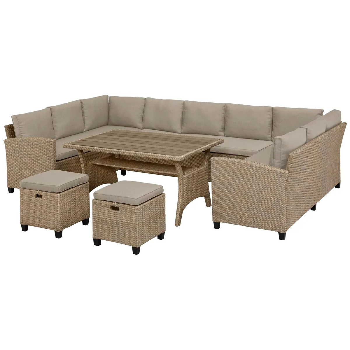 KONIFERA Gartenlounge-Set Rotterdam, 20-teilig, 11 Sitzplätze, pulverbeschichteter Stahl — grau-beige
