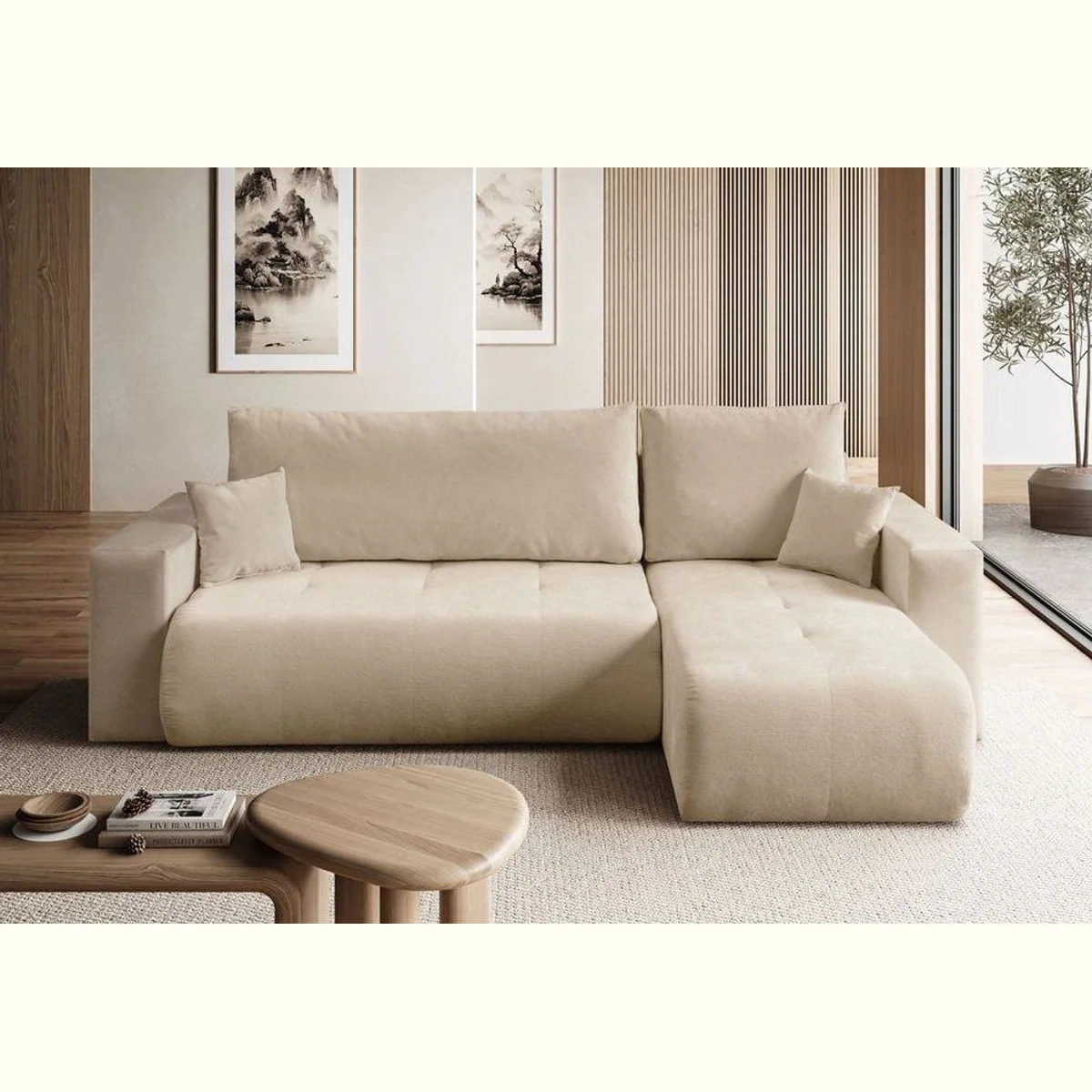 Lookway Ecksofa CLOUD, mit Schlaffunktion, Stauraum und gemütlichen Kissen
