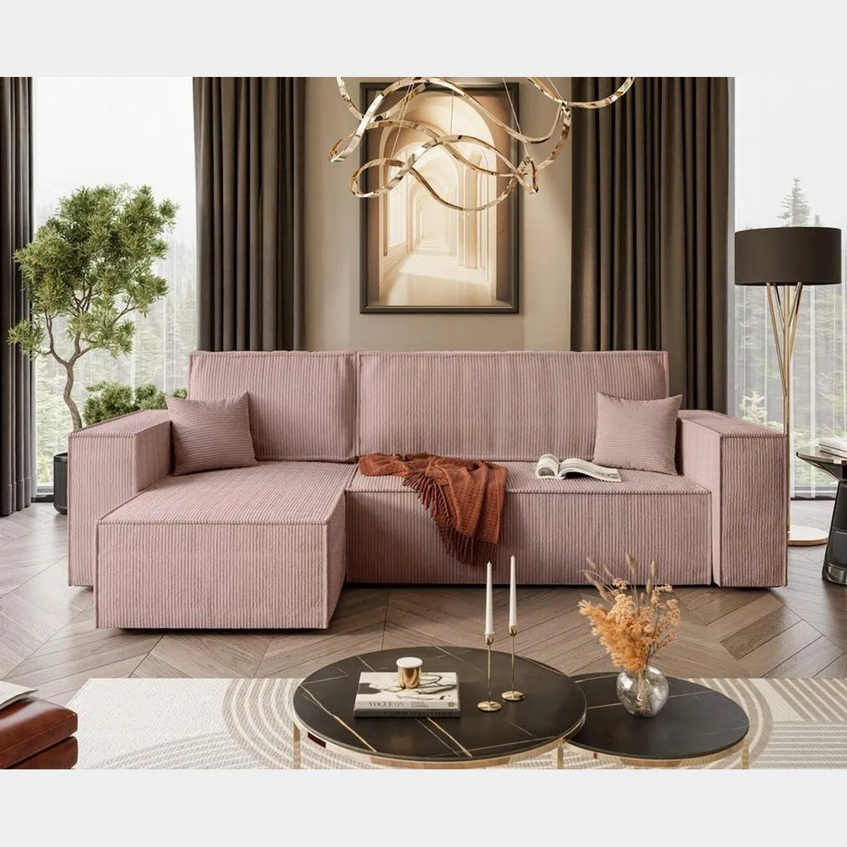 Lookway CARLOS Ecksofa, L-Form, mit Schlaffunktion und Bettkasten
