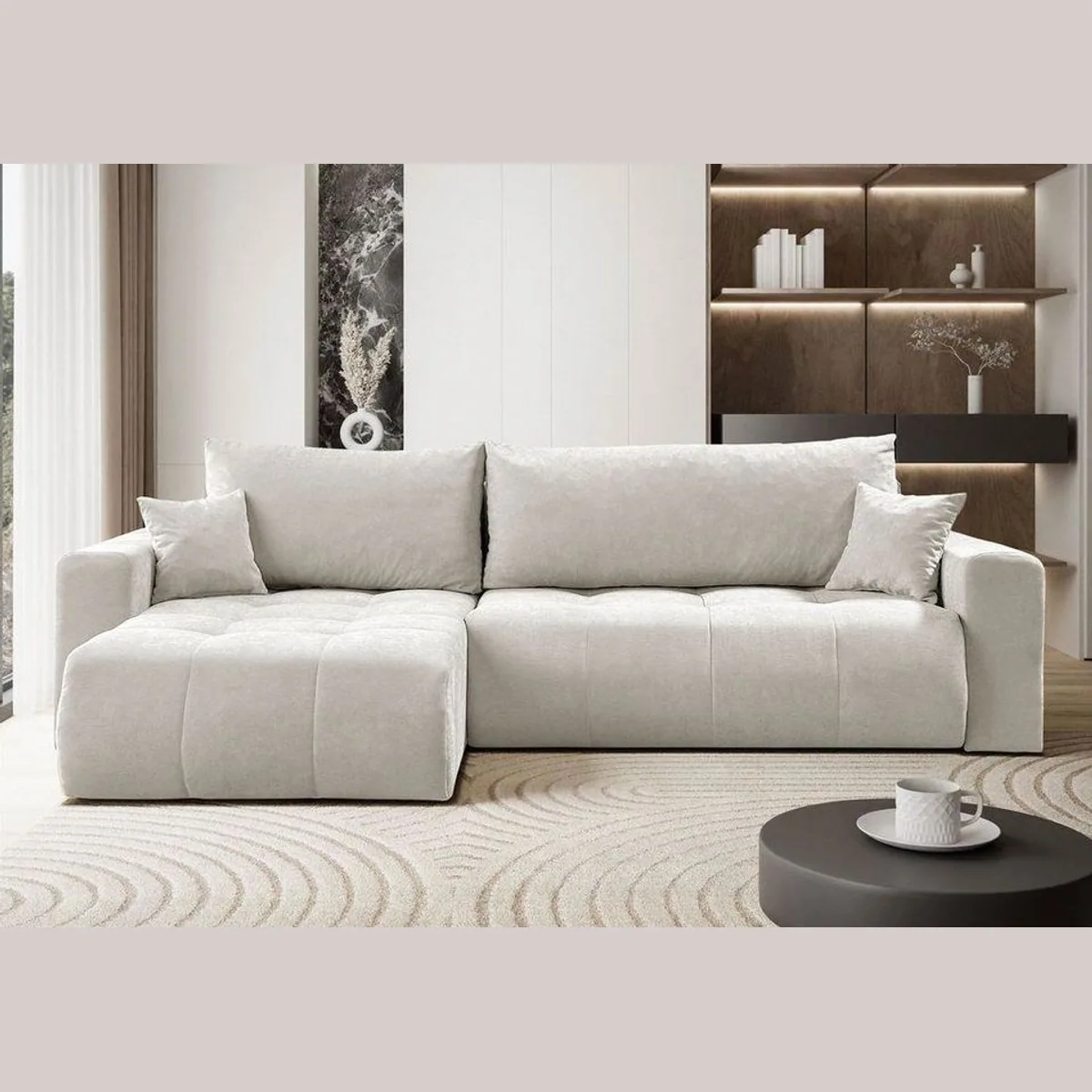 Lookway CLOUD Ecksofa, Schlaffunktion, Stauraum, 277x83x143 cm