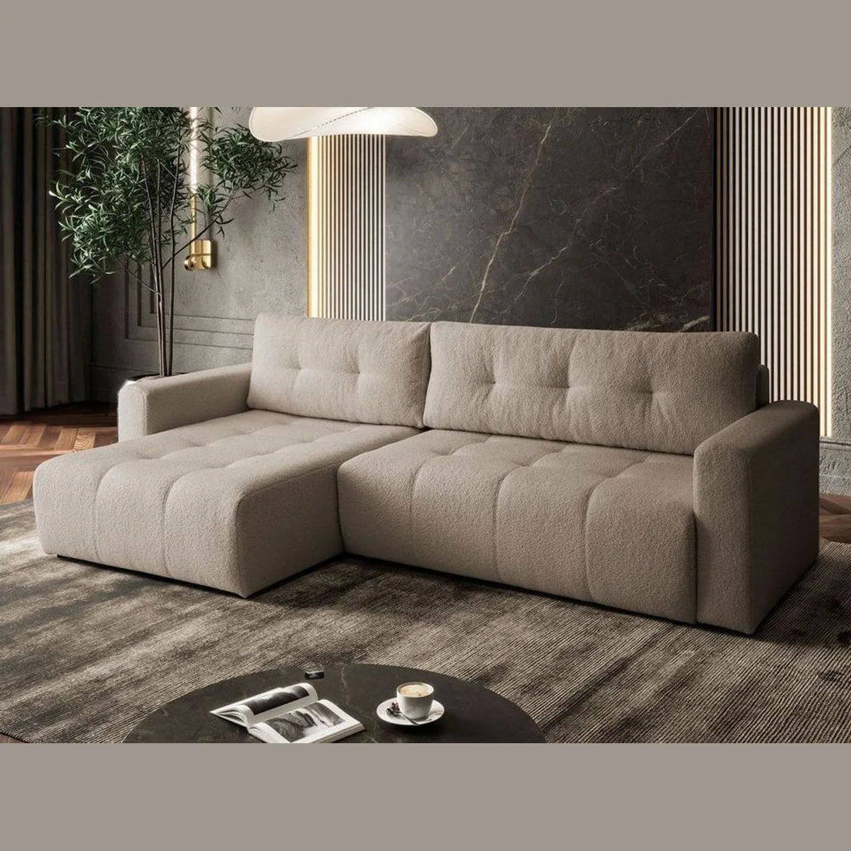 Lookway ASTON Ecksofa, L-Form, Schlafsofa-Funktion und Bettkasten