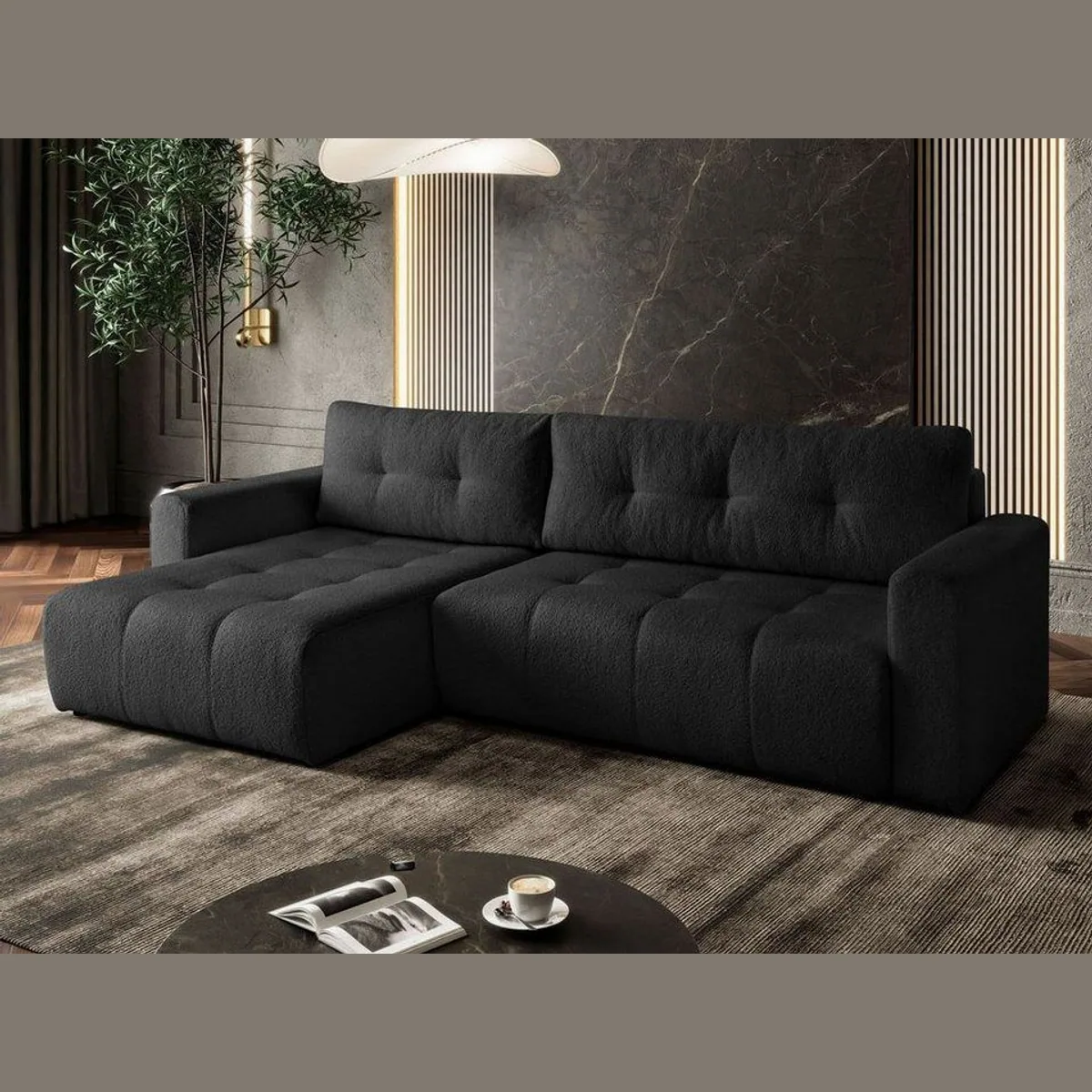Lookway ASTON Ecksofa, L-Form, Schlafsofa-Funktion, Bettkasten — 261 cm, 143 cm, 83 cm