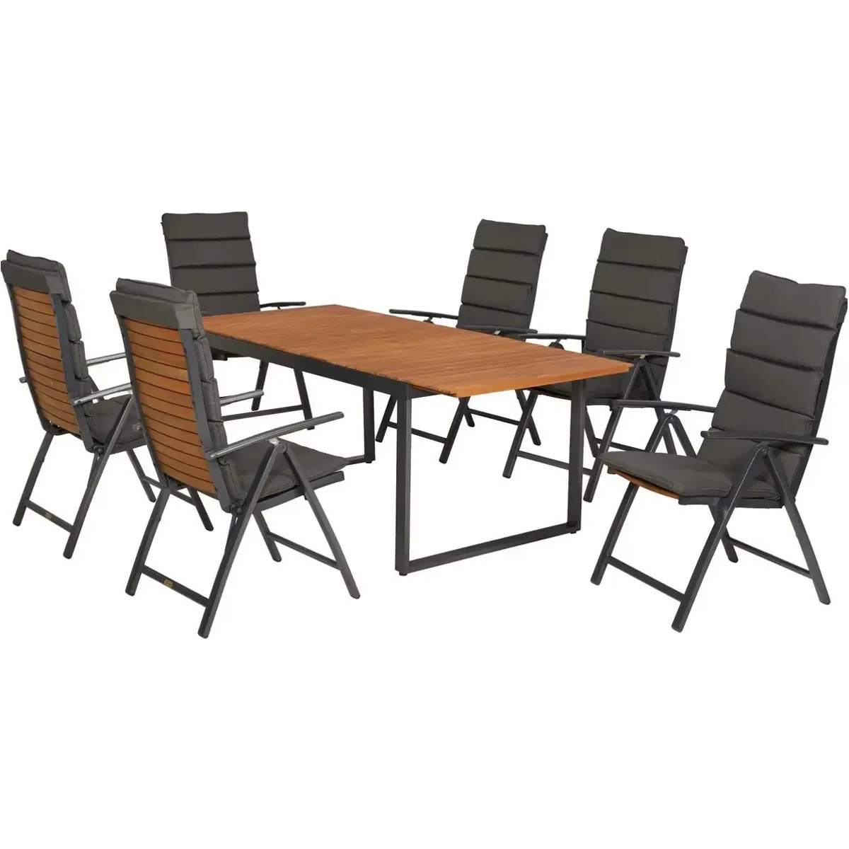 MERXX Garten-Essgruppe Santorin, 13-teilig, klappbare Sessel, Ausziehtisch