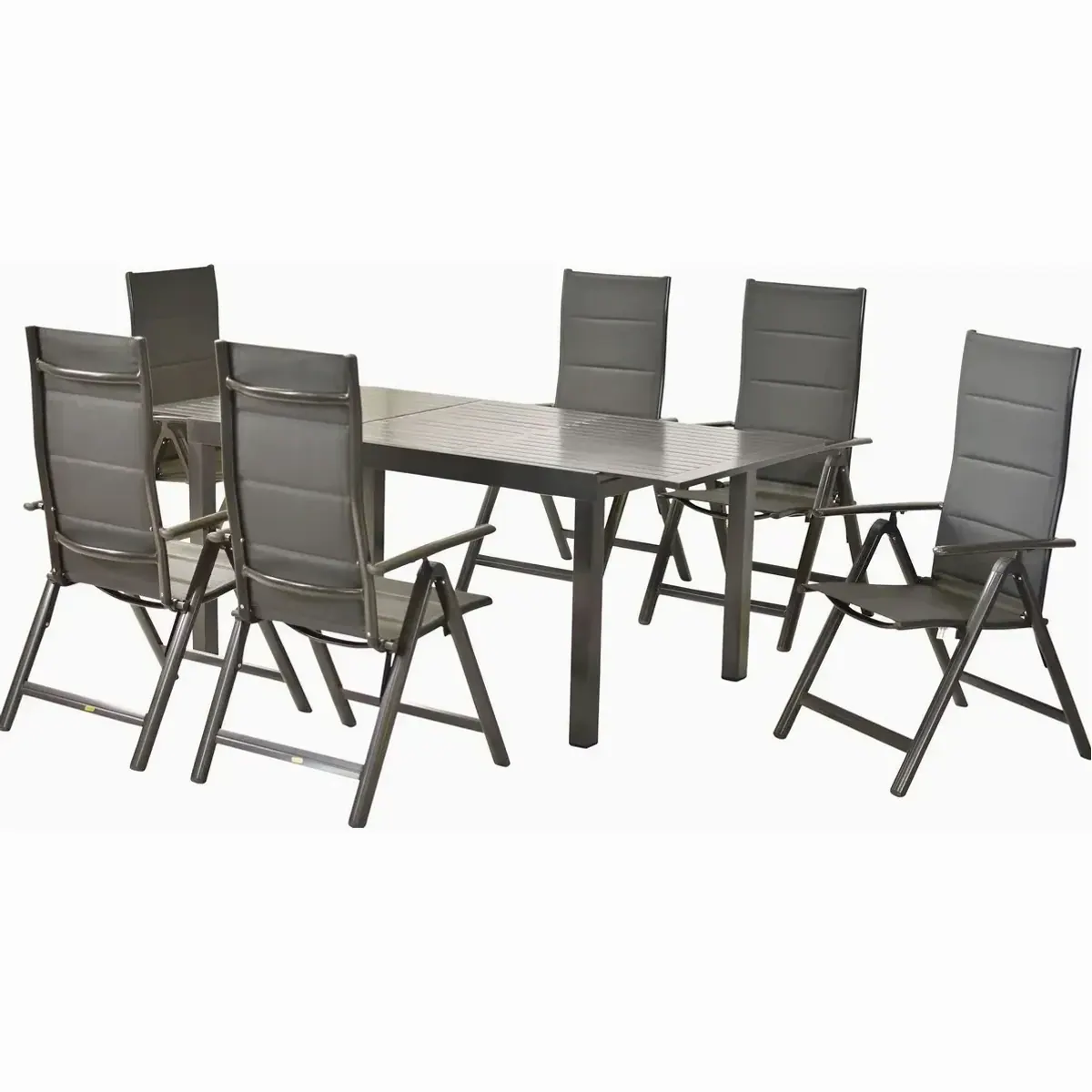 MERXX Taviano Garten-Essgruppe, 7-teilig, Ausziehtisch, 6 Klappsessel