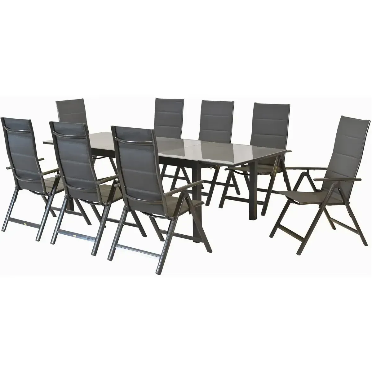 MERXX Taviano Gartenmöbelset, 9-tlg, 8 Klappsessel, ausziehbarer Tisch