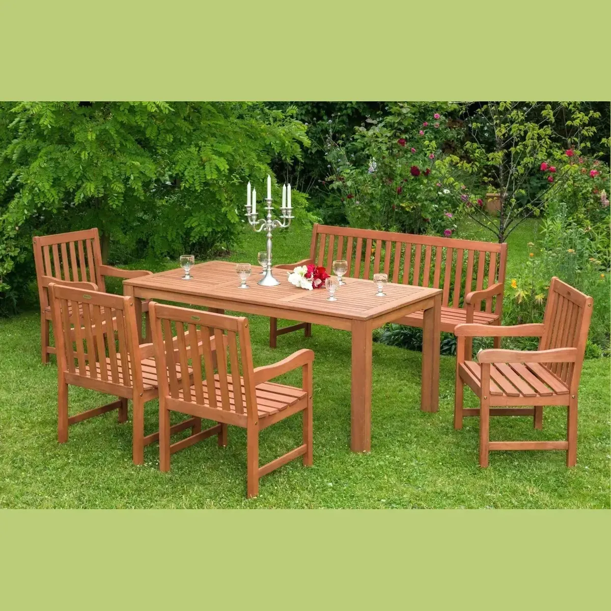 MERXX Garten-Essgruppe Santos, für 7 Personen, FSC-zertifiziertes Hartholz