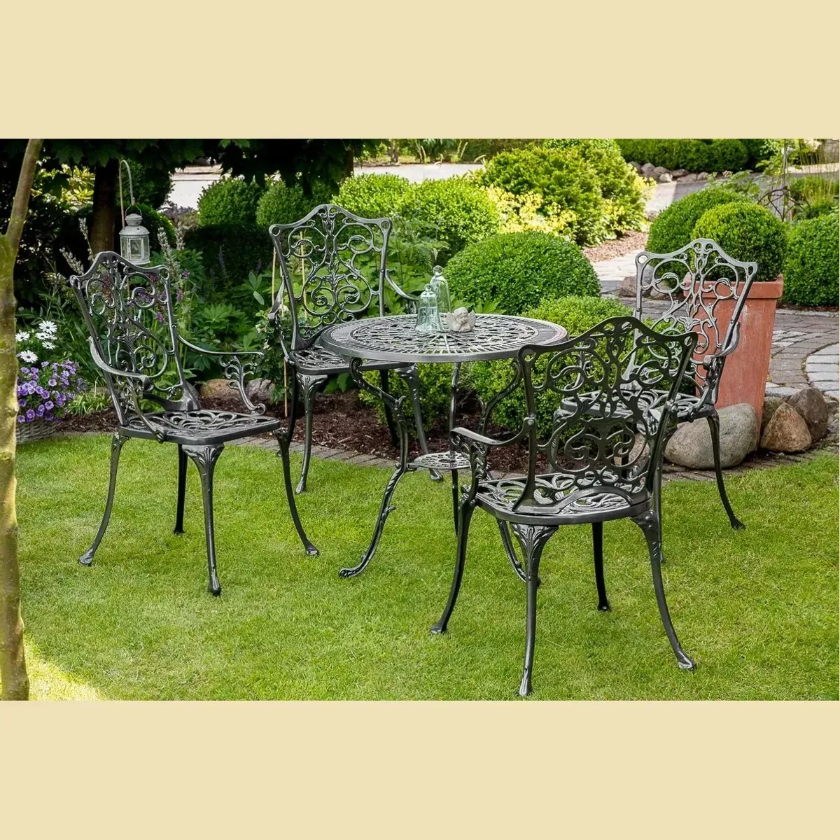 MERXX Lugano Gartenmöbelset, für 4 Personen, langlebiges Aluminium