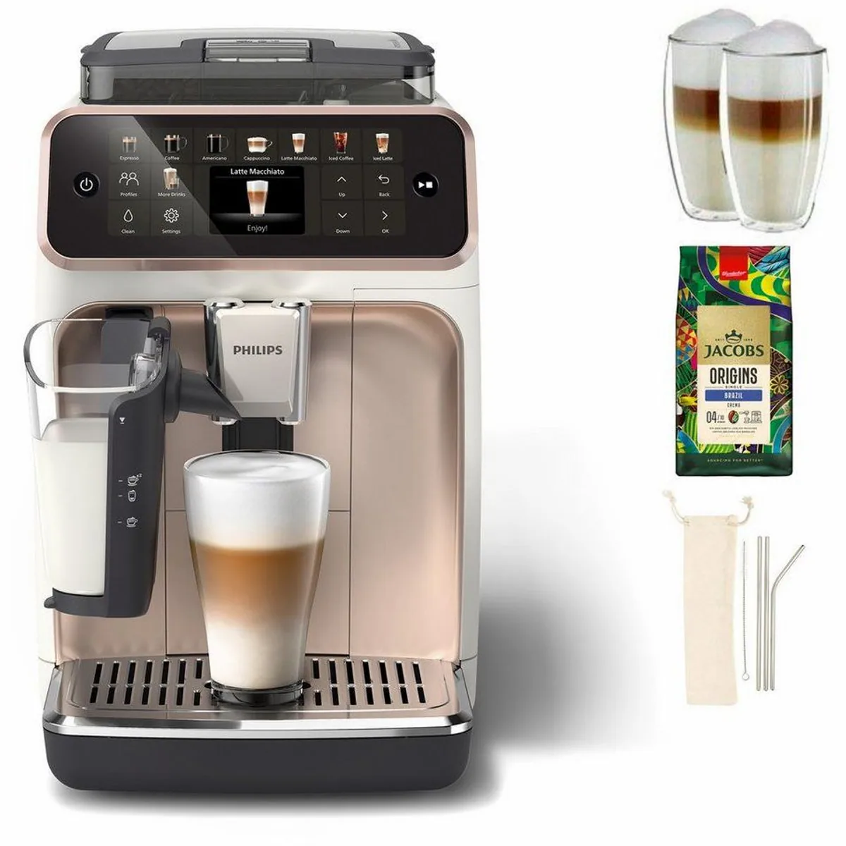 Philips EP5543/80 Kaffeevollautomat, 20 Kaffeespezialitäten, LatteGo-Milchsystem, SilentBrew Technologie