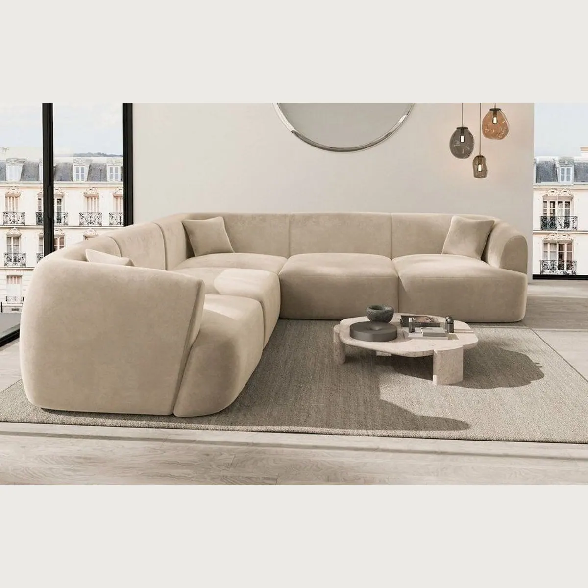 Sofa Dreams Tabarca Ecksofa, L-Form, Bouclé, Strukturstoff, Samtstoff