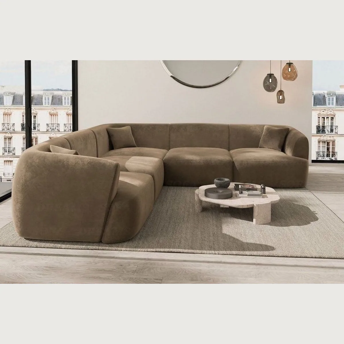 Sofa Dreams Tabarca Ecksofa, L-Form, Bouclé, Strukturstoff, Samtstoff